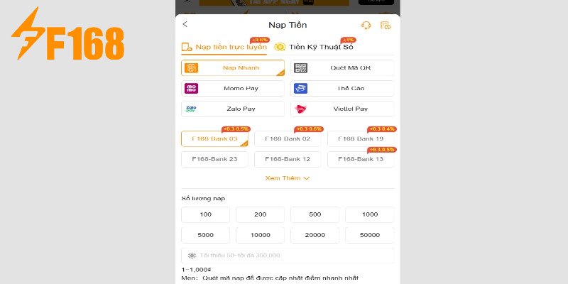 Phương thức được nhiều người lựa chọn tại F168